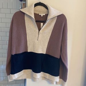 NWT Madewell color block zip up sweater